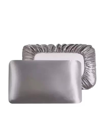 1對灰色枕套不附帶内芯極簡緞面枕套床用