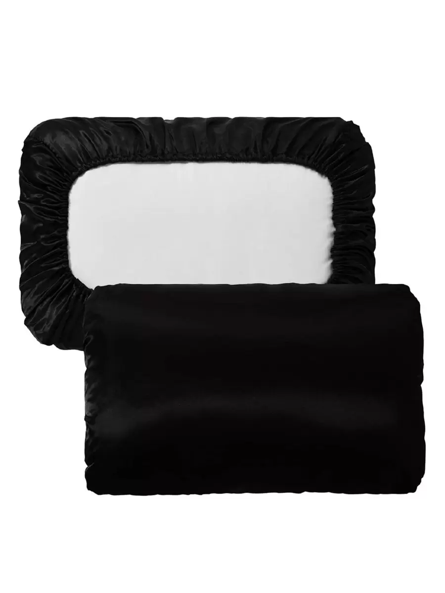 1pc Black Pillow Case, Daily Satin Square Breathable Bed Pillow Case For Home - Black - View 1