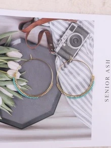 珠子裝飾圓耳環 - 彩色 - 查看 4