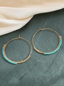 珠子裝飾圓耳環 - 彩色 - 查看 1