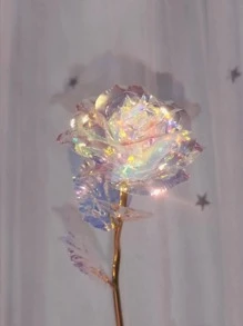 1/10 pièces Fleur de rose artificielle en plastique, fleur préservée au laser arc-en-ciel avec tige, cadeau romantique éternel spécial pour le mariage, la décoration de la maison, la Saint-Valentin, la fête des mères, l'anniversaire, la salle de bain, la décoration de la chambre, le bureau, l'école. Différentes couleurs et tailles disponibles. Jour de la Saint-Valentin, diplôme, décoration de jardin, plante d'extérieur, jardinage, fleurs artificielles
