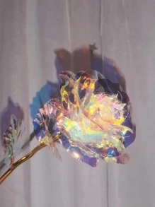1/10 pièces Fleur de rose artificielle en plastique, fleur préservée au laser arc-en-ciel avec tige, cadeau romantique éternel spécial pour le mariage, la décoration de la maison, la Saint-Valentin, la fête des mères, l'anniversaire, la salle de bain, la décoration de la chambre, le bureau, l'école. Différentes couleurs et tailles disponibles. Jour de la Saint-Valentin, diplôme, décoration de jardin, plante d'extérieur, jardinage, fleurs artificielles