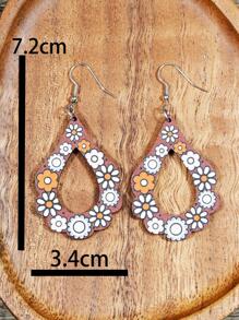 1 Đôi Nhẹ 2 Mặt In Hình Rỗng Bông Tai Giọt Hoa Dành Cho Nữ, Phong Cách Độc Quyền Cho Mùa Xuân - Nhiều màu - Xem 2