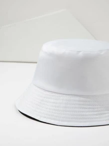 1入組女士素色兩面可戴休閒漁夫帽 - 白色 - 查看 3