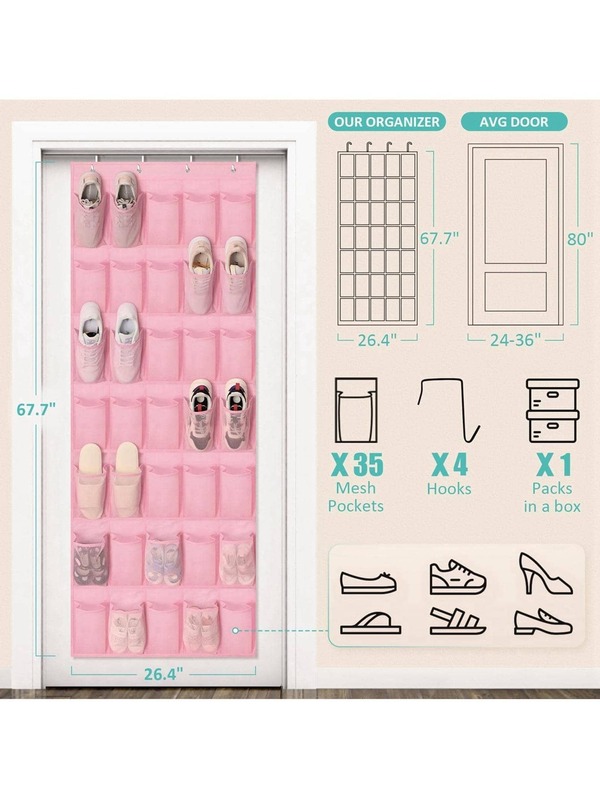 Over the Door Shoe Organizers 35 Mesh Pockets Hanging Shoe Organizer