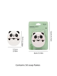 1pc Cartoon Panda Design Disposable Soap Flakes - Black and White - View 4
