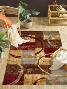 1 pieza Alfombra de piso con patrón geométrico moderno poliéster para casa - Multicolor - Ver 5