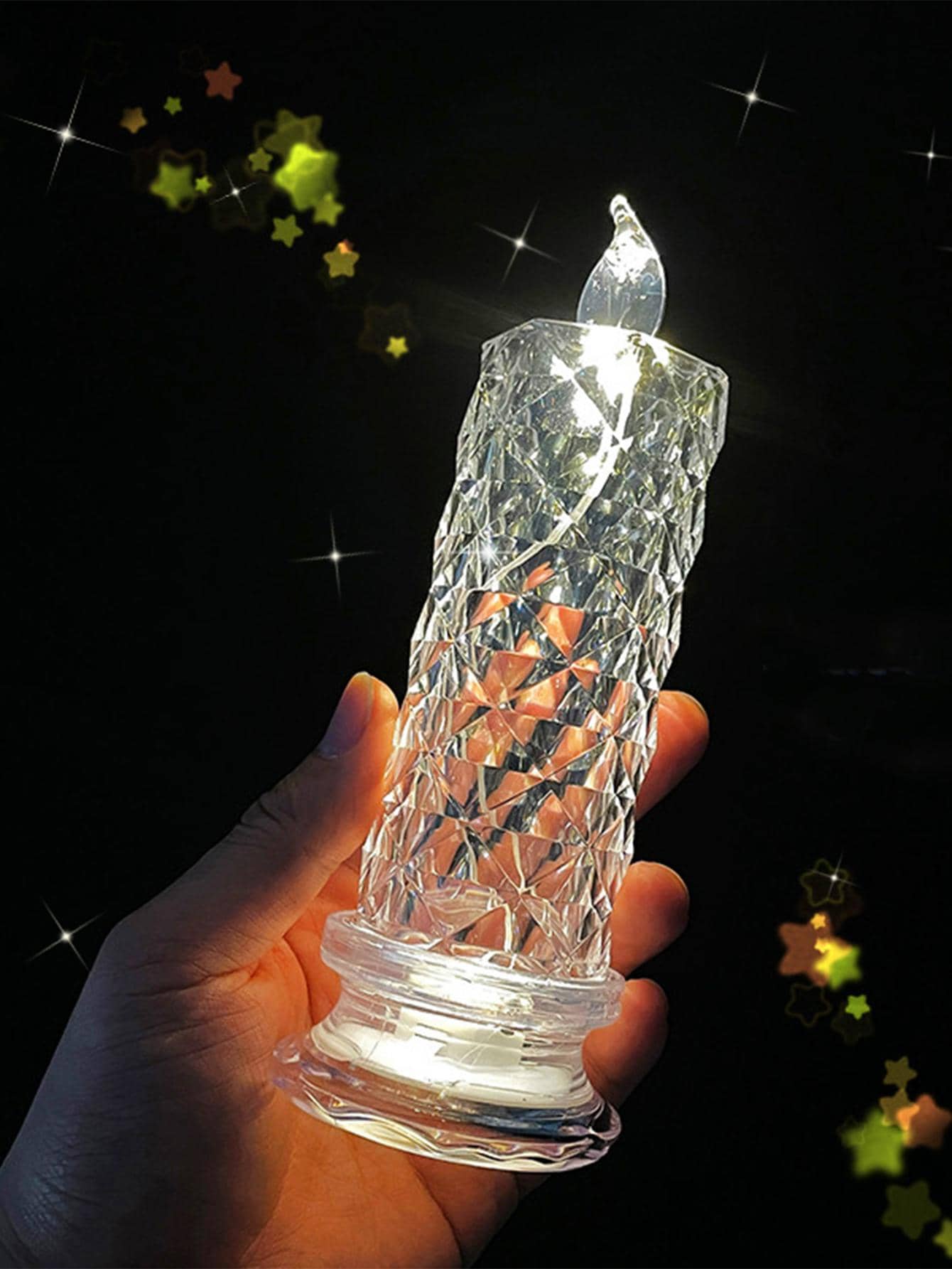 1pc Plastic LED Flameless Candle, Romantic Clear Electronic Flameless Candle For Home - Clear - View 7