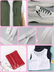 Förpackning med 5 DIY-sömnadslister, vita dragkedjor för sömnad - Vitt - Visa 5