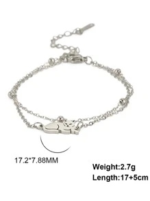 1入組時尚不銹鋼貓裝飾多層手鏈適合女士日常裝飾 - 銀色 - 查看 5