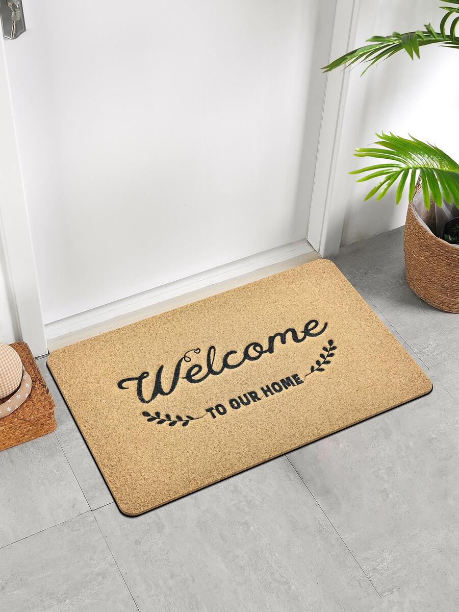 1 Khẩu Hiệu & Họa Tiết Lá Chống Trơn Trượt Thảm Cửa, Polyester Hiện Đại Thảm Cửa Cho Phòng Khách Và Phòng Ngủ, Tất Cả Các Mùa - Nhiều màu - Xem 1