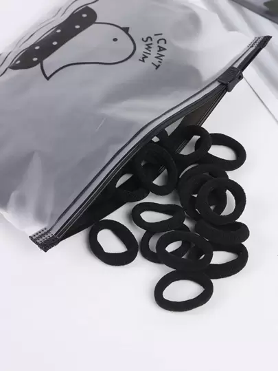 50个装女士黑色纯色休闲发圈，日常马尾辫扎发带，发圈，橡皮筋，发绳，弹性发带，头饰，弹性发圈