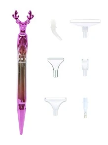 7入組DIY鑽石畫工具粉色塑膠鹿角裝飾筆 - 玫紅色 - 查看 1