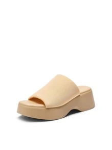 Women's Comfort Summer Platform Heels, Cute Slip-On Flatform Chunky Sandals Casual Wear Walking Wedges - 杏色 - 查看 1
