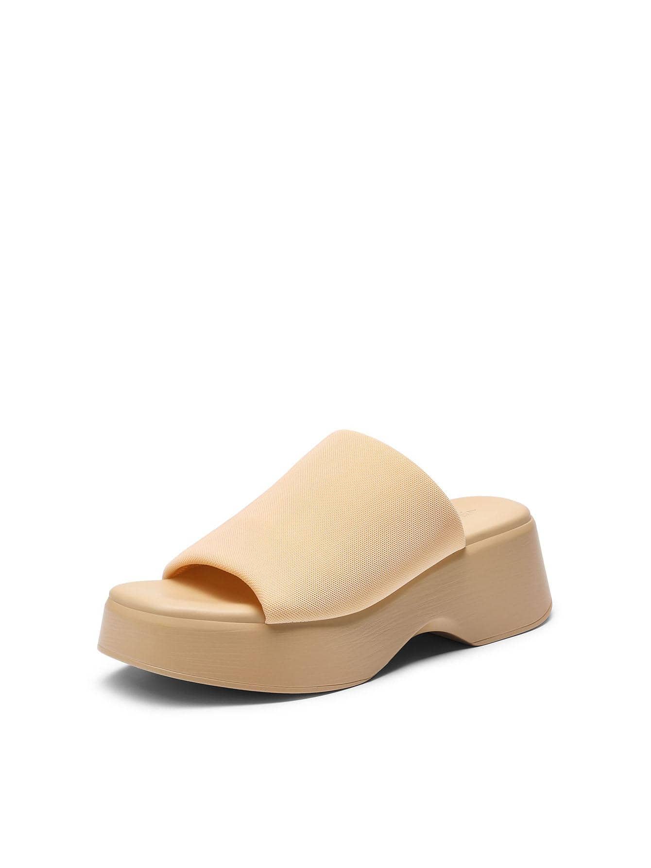 Women's Comfort Summer Platform Heels, Cute Slip-On Flatform Chunky Sandals Casual Wear Walking Wedges - 杏色 - 查看 1