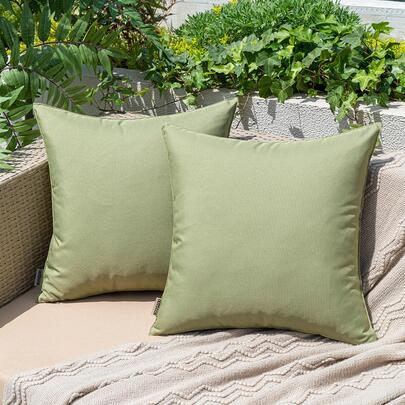 1pc Olive Green Outdoor Polyester Throw Pillow Cover, Suitable For Patio, Pool, Outdoor Use