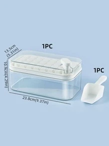 1入組白色透明多格冰塊模具帶蓋DIY矽膠冰塊模具