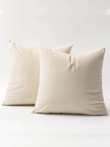 1入組素色靠墊套不附帶内芯極簡編織織物裝飾抱枕套 - 米色 - 查看 4