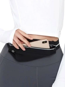 1pc Waterproof Stripped Pattern Fabric Reflective Hiking Waist Bag - Black - View 1