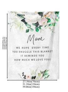 1入組花和標語圖案現代絨布毯子 - 紫色 - 查看 3