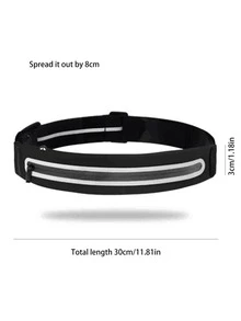 1pc Waterproof Stripped Pattern Fabric Reflective Hiking Waist Bag - Black - View 2