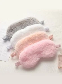 1pc Simple Pink Fluffy Soft Eyecover, Polyester Blackout Eyeshade For HouseholdFor Bedroom,Travel,Office,School, Back To School Supplies - Pink - View 1