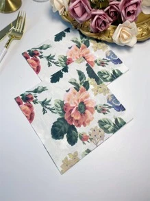 20入組花朵圖案一次性餐巾 - 彩色 - 查看 4