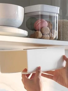 1入組簡約風白色免打孔餐巾塑膠廚房紙巾收納盒 - 白色 - 查看 3