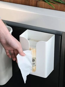 1入組簡約風白色免打孔餐巾塑膠廚房紙巾收納盒 - 白色 - 查看 4