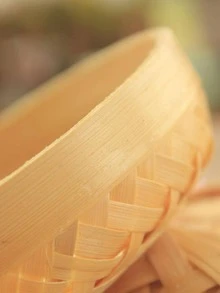 1入組竹子收納極簡素色編織桌面儲物籃 - 黃色 - 查看 5