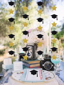 1套紙掛花環現代畢業帽設計掛紙花環適合派對 - 彩色 - 查看 2