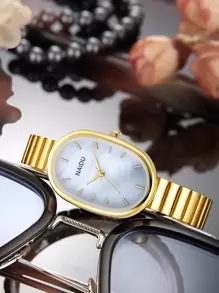 1 件女士优雅复古经典百搭别致简约石英手表 - 金色 - 查看 1