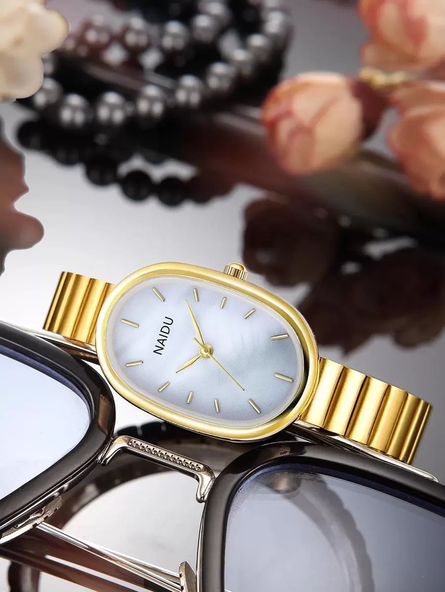 1 件女士优雅复古经典百搭别致简约石英手表 - 金色 - 查看 1