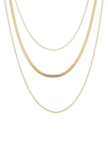1入組時尚不銹鋼極簡多層次項鍊適合女士適用於約會禮物 - 金色 - 查看 3