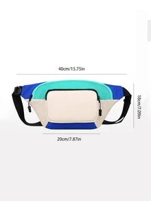 1pc Waterproof Color Block Polyamide Wear-resistant Jogging Waist Bag - Multicolor - View 3