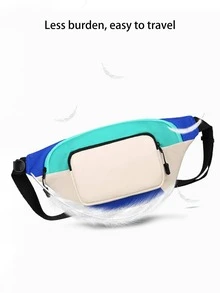 1pc Waterproof Color Block Polyamide Wear-resistant Jogging Waist Bag - Multicolor - View 4