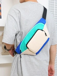1pc Waterproof Color Block Polyamide Wear-resistant Jogging Waist Bag - Multicolor - View 2