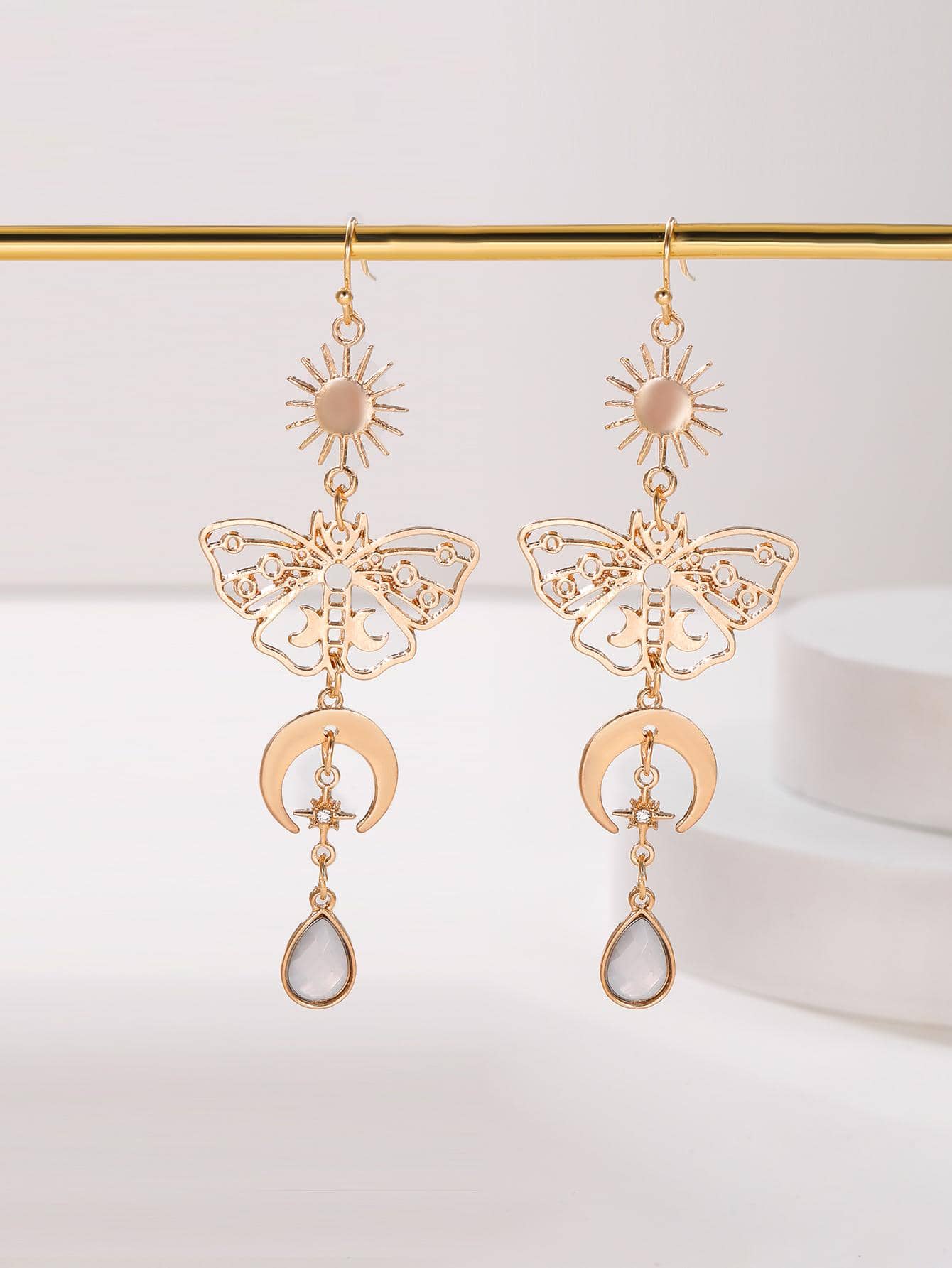 1 Đôi Thời Trang Hợp Kim Kẽm Bướm & Mặt Trời & Mặt Trăng Thả Bông Tai Nữ Trang Trí Hàng Ngày - Nhiều màu - Xem 1