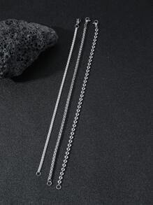 3入組/套男士極簡手環,不銹鋼首飾類,適用於首飾類禮品和派對 - 銀色 - 查看 3