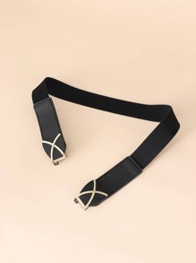1pc Fashionable Elastic Waist Belt, Elegant Minimalist Design, Suitable For Dresses, Coats, Shirts, Jackets Summer, School Fall, Autumn, Halloween - Black - View 3