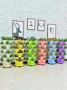 1pc Home Gardening Multi-Layer Three-Dimensional Stacking Flower Pots Courtyard Balcony Creative Flower Pots Multi-Purpose Plastic Flower And Vegetable Pots - Beige - View 1
