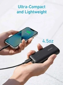 Anker 321 Power Bank (PowerCore 5K), 5,200mAh Portable Charger, Compatible with iPhone 15/14/13/12 Series, Google Pixel, LG, and More - 黑色 - 查看 2