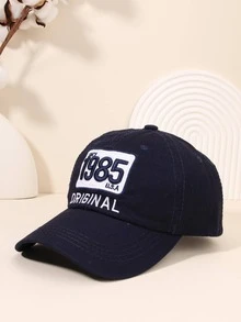 1pc Women Year Number & Letter Embroidered  Baseball Cap For Outdoor Travel - Navy Blue - View 1