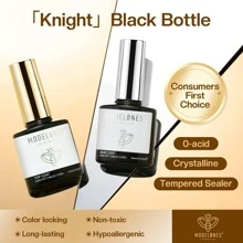 Modelones Gel Top Coat, 15ml No Wipe Clear Glossy Gel Base And Top Coat Set, Soak Off Nail Lamp Acid Free Base Top Gel Nail Polish Starter Kit - 無色 - 查看 3