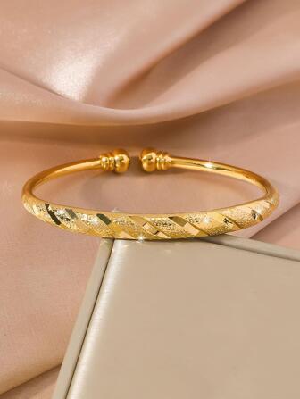 1pc Fashion Copper Textured Design Bangle For Women For Daily Decoration