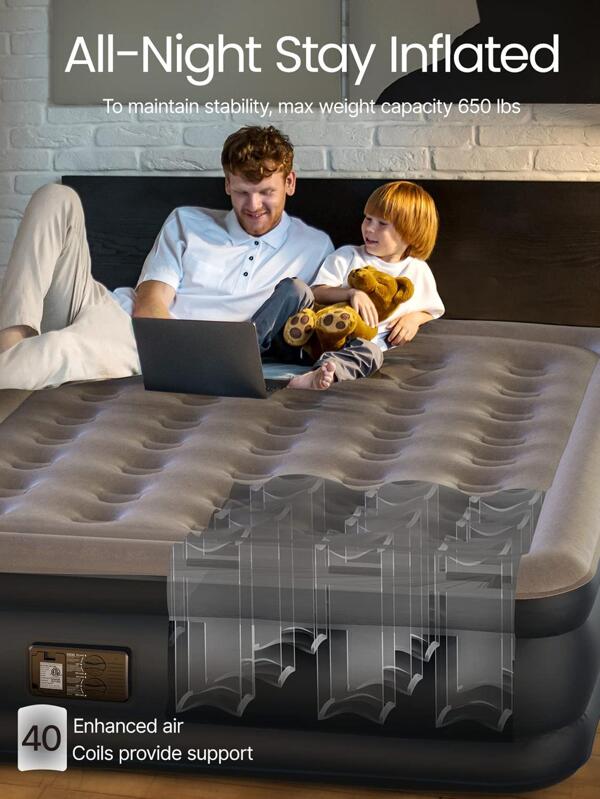 iDOO Queen Air Mattress with Builtin Pump 80x60x18in, 650lb MAX