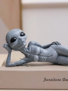 1入組ABS裝飾物件現代外星人造型家居裝飾工藝品 - 灰色 - 查看 2