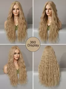 7JHH WIGS 28 Inch Loose Long Wave Blonde Wig For Fashion Women Gorgeous Middle Part Wavy Wig, Soft Synthetic Heat Resistant Fiber Hair Dark Golden Replacement Wigs For Girls Daily Wear, Music Festival Party Use - Gold - View 7