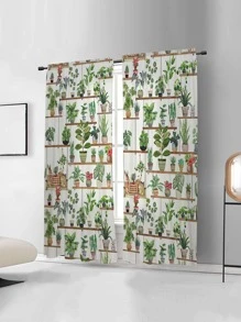 1 Gói Thực Vật In Tấm Màn Đơn, Polyester Hiện Đại Mất Điện Màn Cho Gia Đình - Nhiều màu - Xem 4