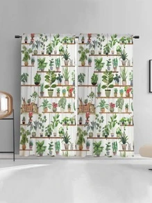 1 Gói Thực Vật In Tấm Màn Đơn, Polyester Hiện Đại Mất Điện Màn Cho Gia Đình - Nhiều màu - Xem 2